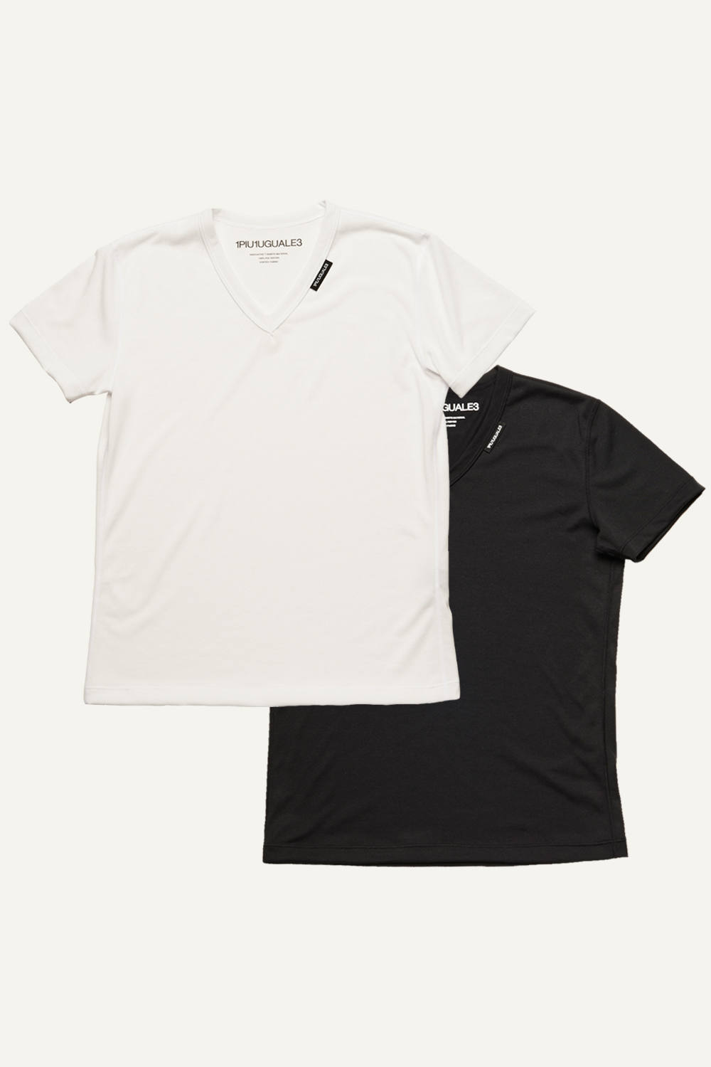 1piu1uguale3 2pack T S S V Neck 2枚パック ミドルvネック 半袖tシャツ ホワイト ブラック Gossip